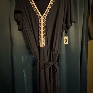 Old Navy Black Dress with Colorful Embroidery